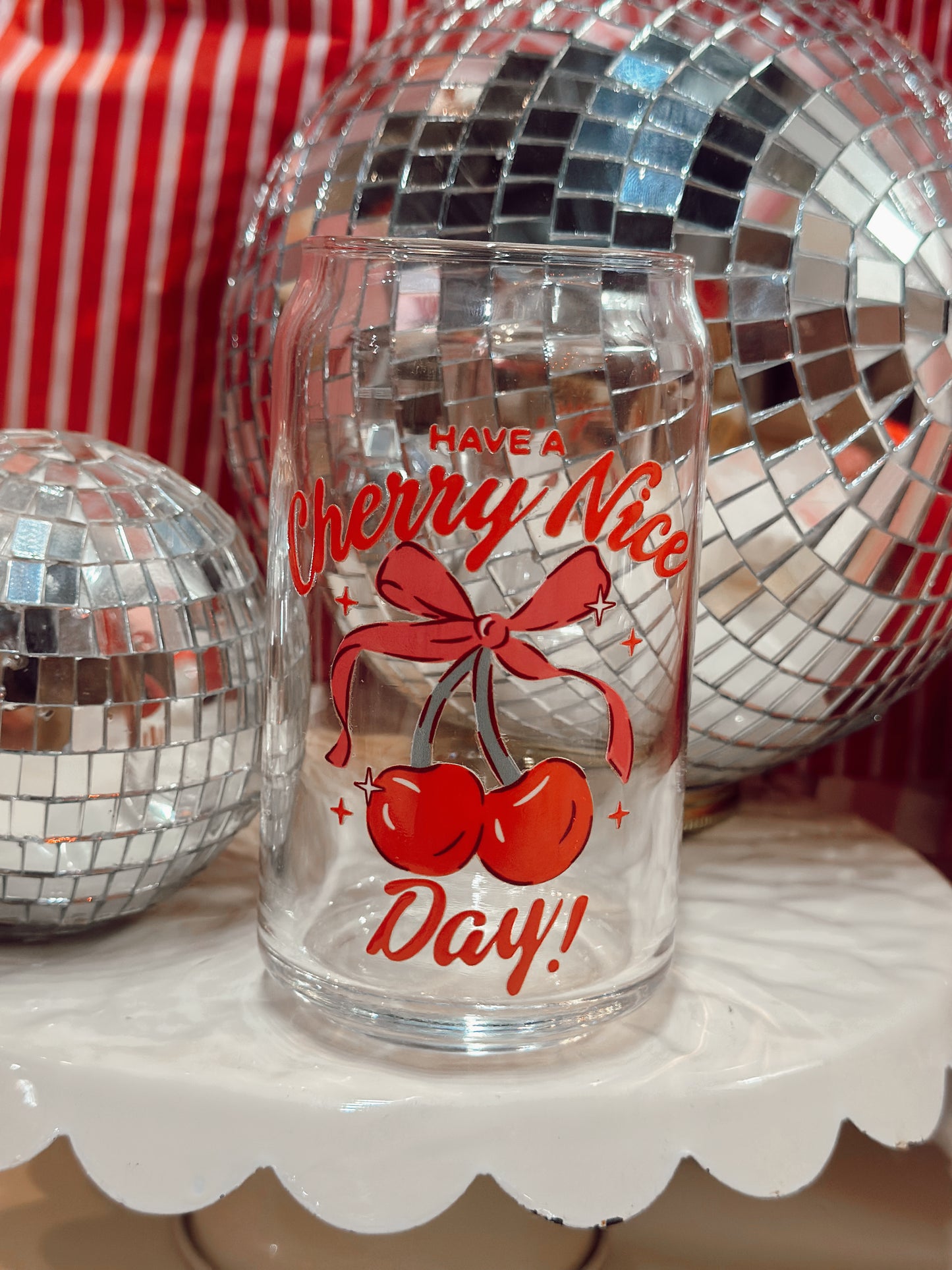 Cherry Nice Day 16oz Glass Coffee Cup